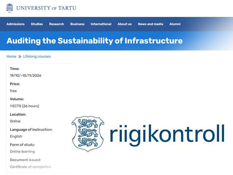 University of Tartu webpage and National Audit Office of Estonia logo